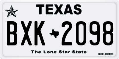 TX license plate BXK2098