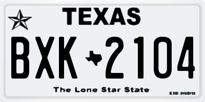 TX license plate BXK2104