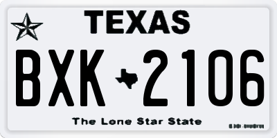 TX license plate BXK2106