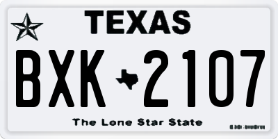 TX license plate BXK2107
