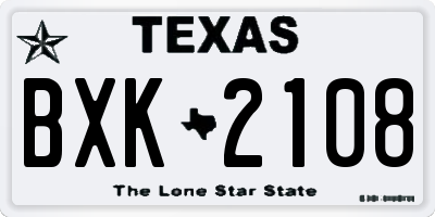 TX license plate BXK2108
