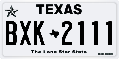 TX license plate BXK2111