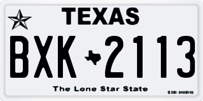 TX license plate BXK2113