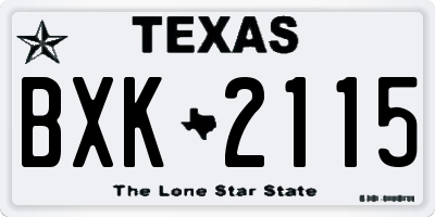 TX license plate BXK2115