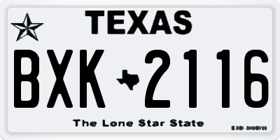 TX license plate BXK2116