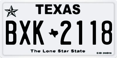 TX license plate BXK2118