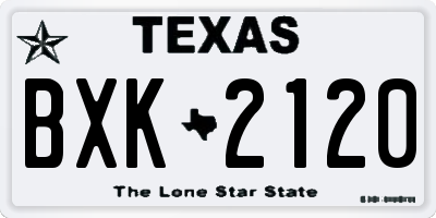 TX license plate BXK2120