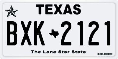 TX license plate BXK2121
