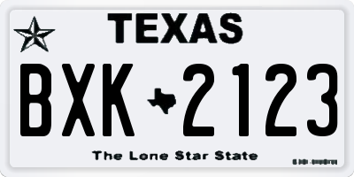 TX license plate BXK2123