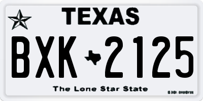 TX license plate BXK2125