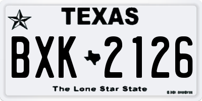 TX license plate BXK2126
