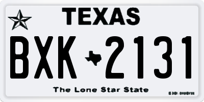 TX license plate BXK2131