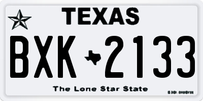 TX license plate BXK2133