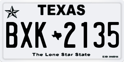 TX license plate BXK2135