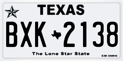 TX license plate BXK2138