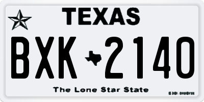 TX license plate BXK2140