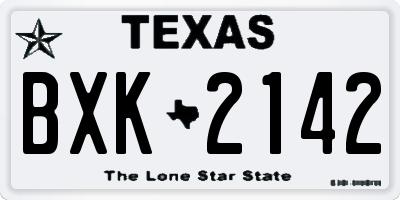 TX license plate BXK2142