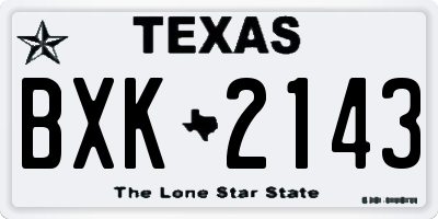 TX license plate BXK2143
