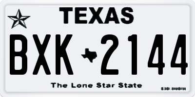 TX license plate BXK2144