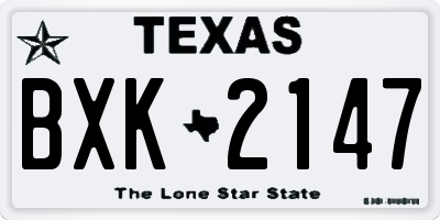 TX license plate BXK2147