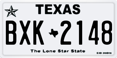 TX license plate BXK2148