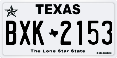 TX license plate BXK2153
