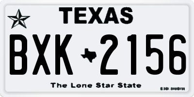 TX license plate BXK2156