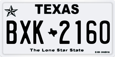 TX license plate BXK2160