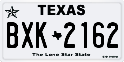 TX license plate BXK2162