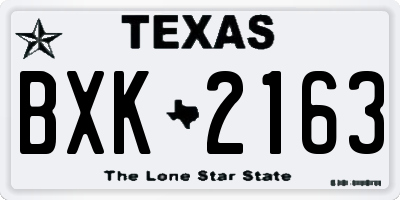 TX license plate BXK2163