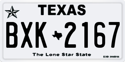 TX license plate BXK2167