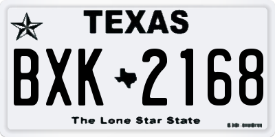 TX license plate BXK2168