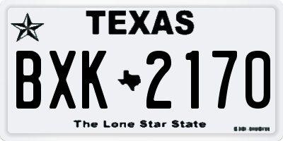 TX license plate BXK2170