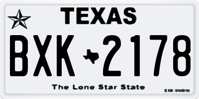 TX license plate BXK2178
