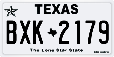 TX license plate BXK2179
