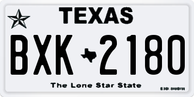 TX license plate BXK2180