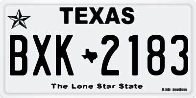 TX license plate BXK2183