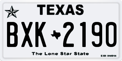 TX license plate BXK2190
