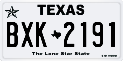 TX license plate BXK2191