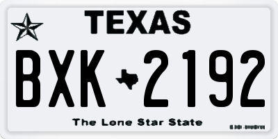 TX license plate BXK2192