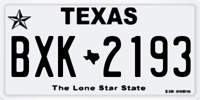 TX license plate BXK2193