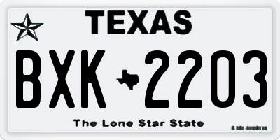 TX license plate BXK2203