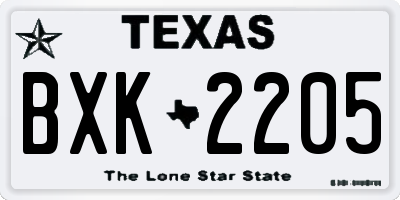 TX license plate BXK2205