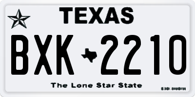 TX license plate BXK2210