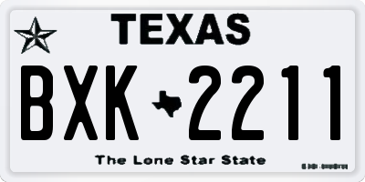 TX license plate BXK2211
