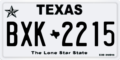 TX license plate BXK2215