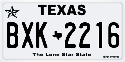 TX license plate BXK2216