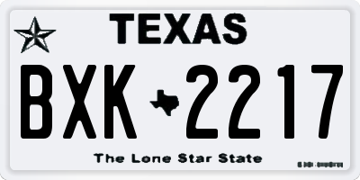 TX license plate BXK2217