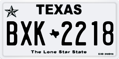 TX license plate BXK2218