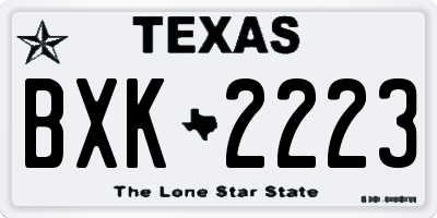 TX license plate BXK2223